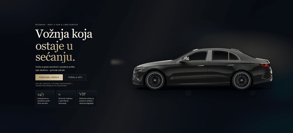 Screenshot projekta BG Rent A Car & Limo Service - Sistem za rezervacije